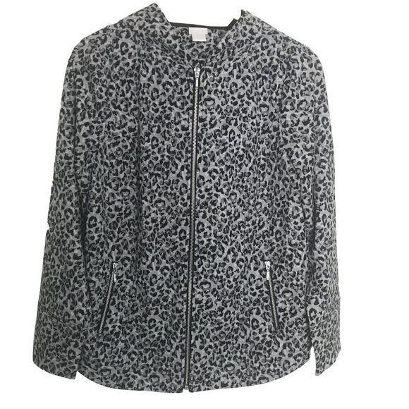 Chicos Zenergy Size 0 Animal Print Full Zip Jacket Size Small Hoodie Lightweight - Picture 1 of 10